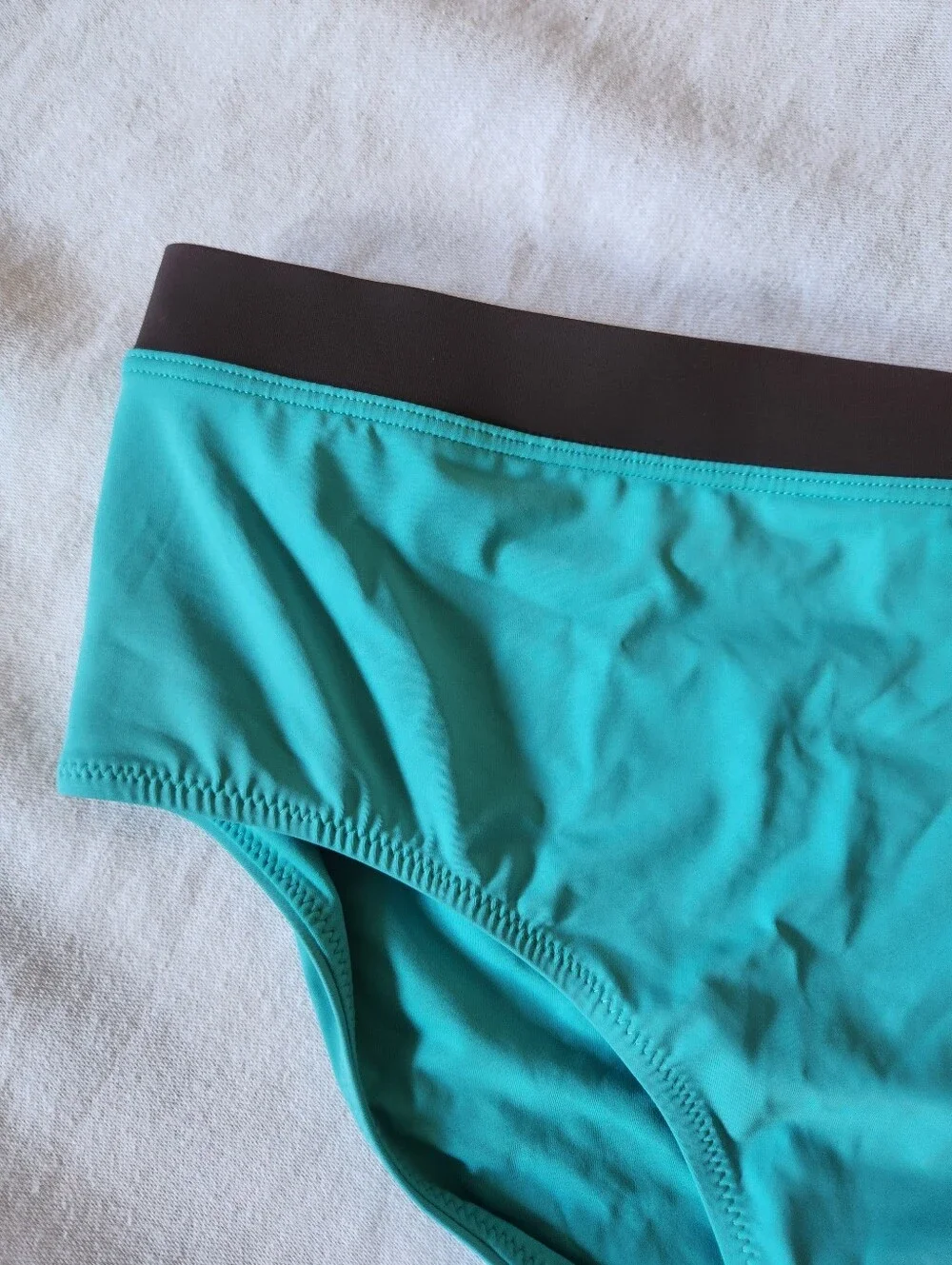 NWT STAUD Devon High Rise Bikini Bottom L Teal Chocolate Brown $95